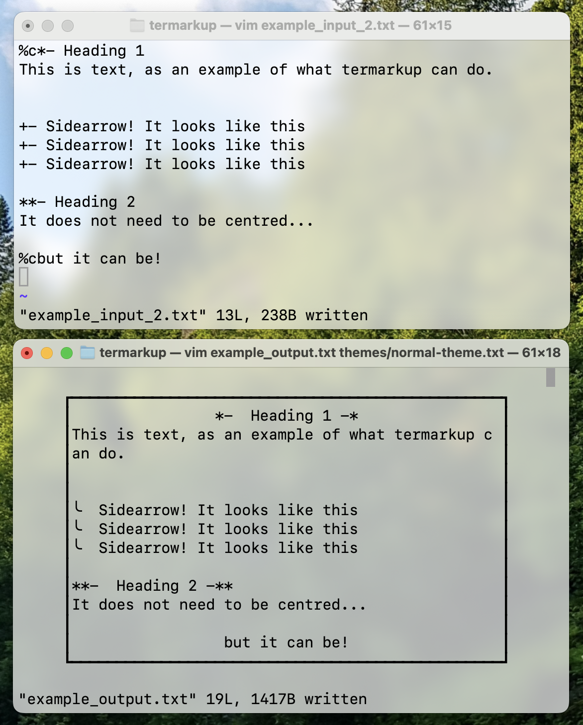 exempel på termarkup